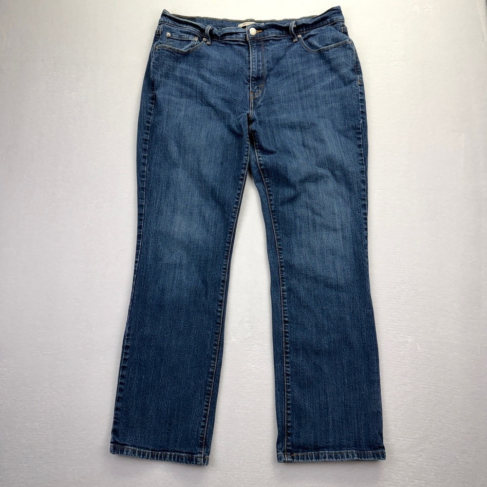 Levis 505 Straight Leg Jeans Womens 16 Medium Wash Blue Denim Stretch 505-0016